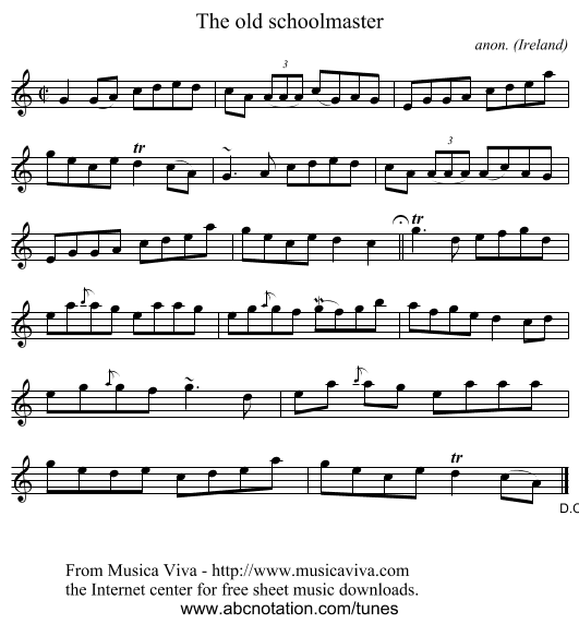 The old schoolmaster - staff notation