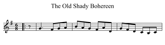 The Old Shady Bohereen - staff notation