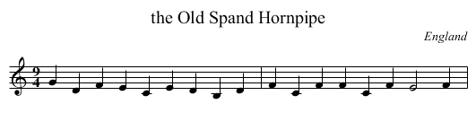 the Old Spand Hornpipe - staff notation