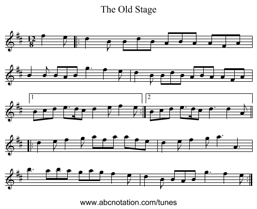 The Old Stage - staff notation