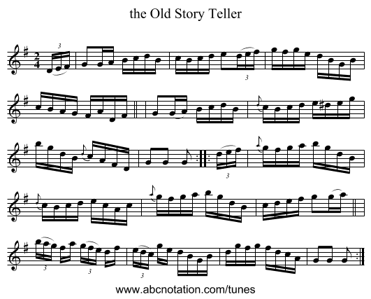 the Old Story Teller - staff notation