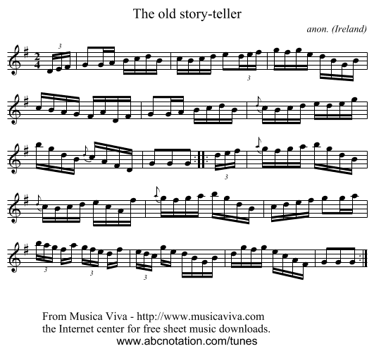 The old story-teller - staff notation