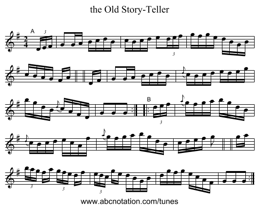 the Old Story-Teller - staff notation