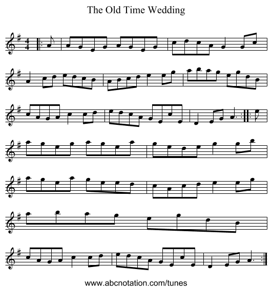 The Old Time Wedding - staff notation