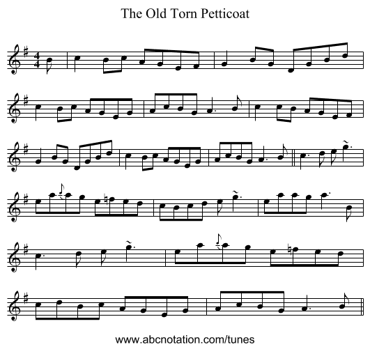 The Old Torn Petticoat - staff notation