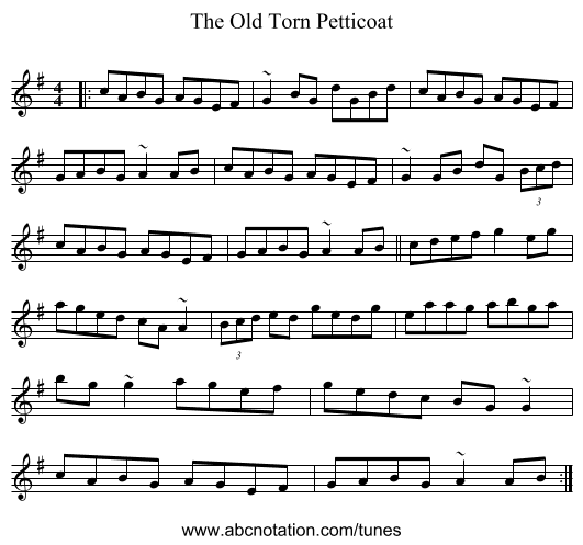 The Old Torn Petticoat - staff notation