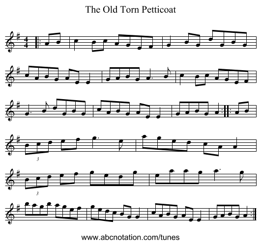 The Old Torn Petticoat - staff notation