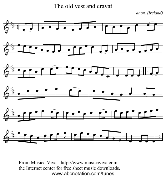 The old vest and cravat - staff notation