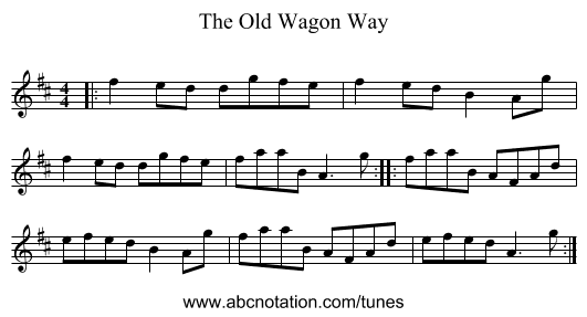 The Old Wagon Way - staff notation