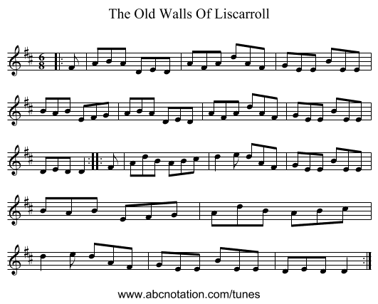 The Old Walls Of Liscarroll - staff notation