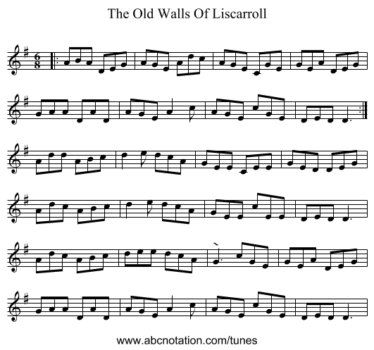The Old Walls Of Liscarroll - staff notation