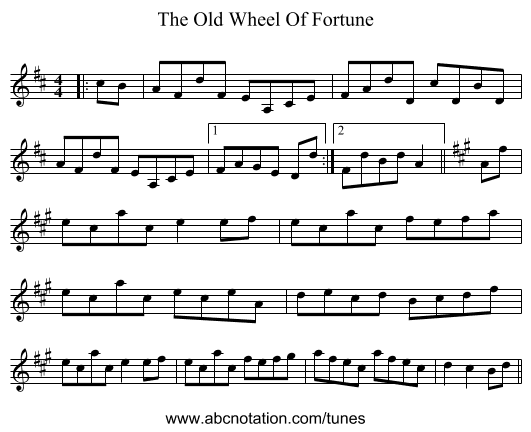 The Old Wheel Of Fortune - staff notation