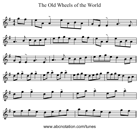 The Old Wheels of the World - staff notation