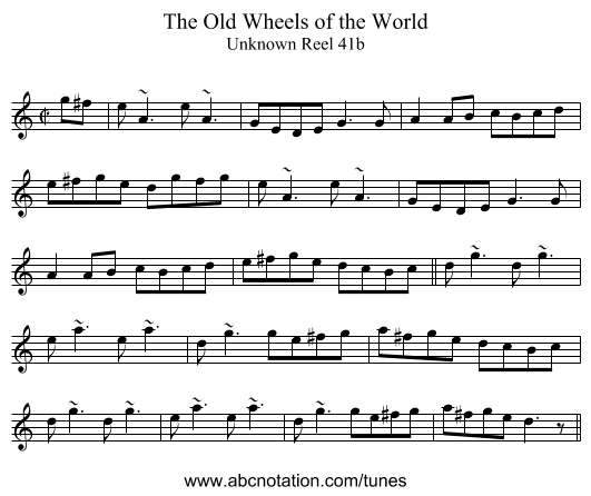 The Old Wheels of the World - staff notation