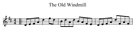 The Old Windmill - staff notation