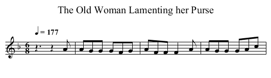 The Old Woman Lamenting her Purse - staff notation