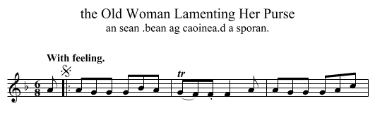 the Old Woman Lamenting Her Purse - staff notation