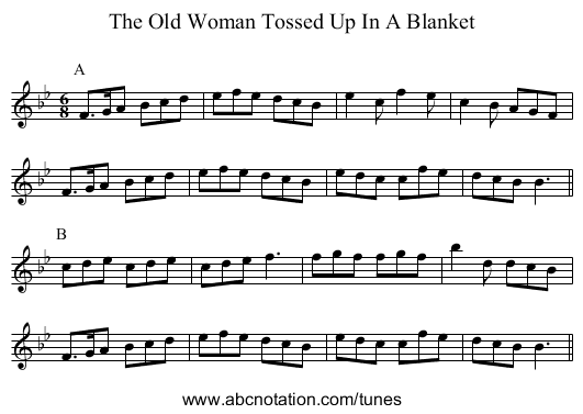 The Old Woman Tossed Up In A Blanket - staff notation