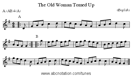 The Old Woman Tossed Up - staff notation