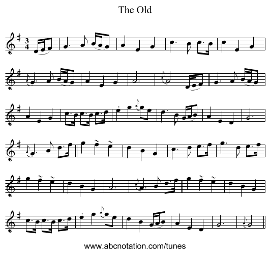 The Old - staff notation