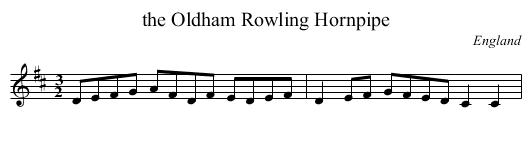 the Oldham Rowling Hornpipe - staff notation