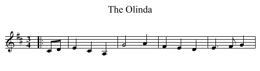 The Olinda - staff notation