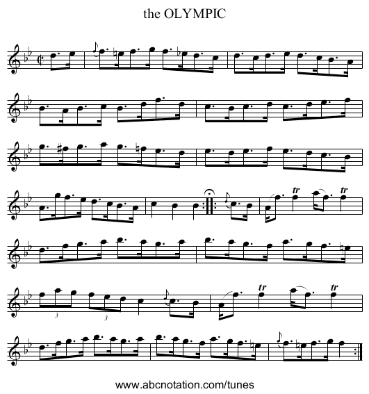 the OLYMPIC - staff notation