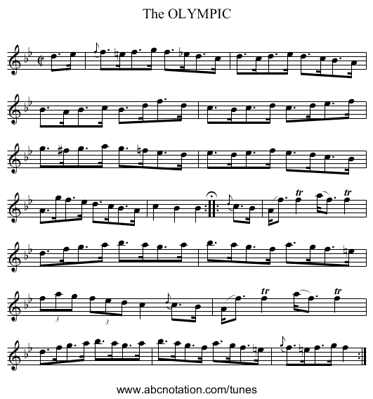 The OLYMPIC - staff notation