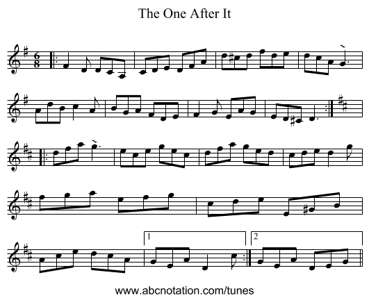 The One After It - staff notation