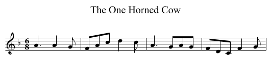 The One Horned Cow - staff notation