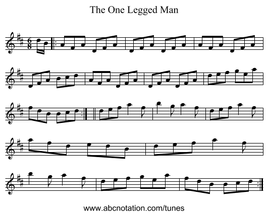 The One Legged Man - staff notation