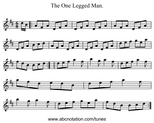The One Legged Man. - staff notation