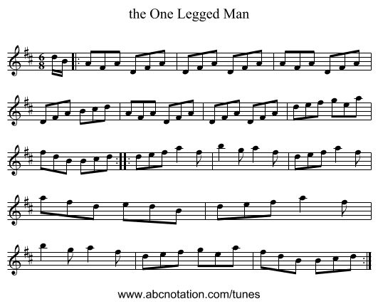 the One Legged Man - staff notation