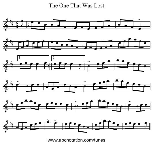 The One That Was Lost - staff notation