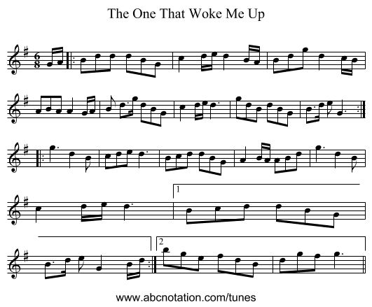 The One That Woke Me Up - staff notation