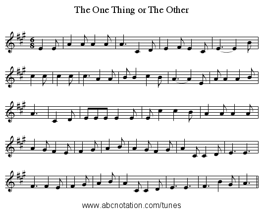 The One Thing or The Other - staff notation