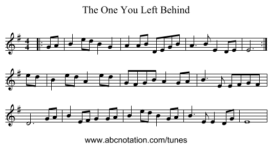 The One You Left Behind - staff notation