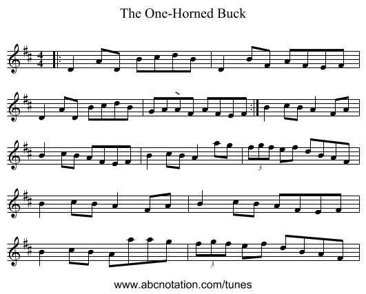 The One-Horned Buck - staff notation