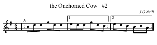 the Onehorned Cow   #2 - staff notation