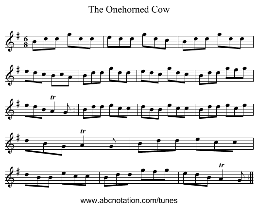 The Onehorned Cow - staff notation