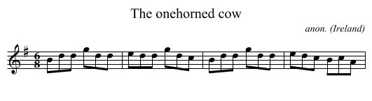The onehorned cow - staff notation