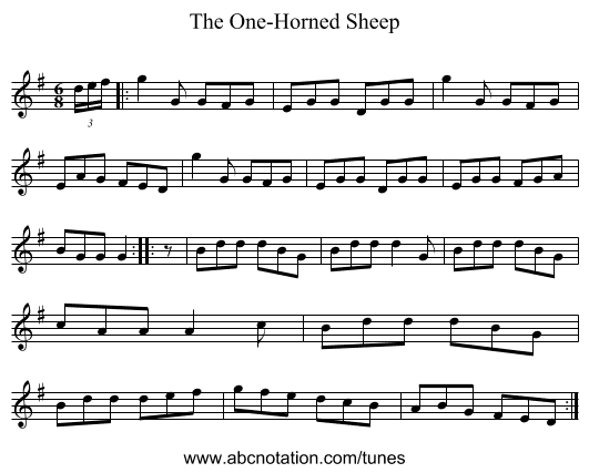 The One-Horned Sheep - staff notation