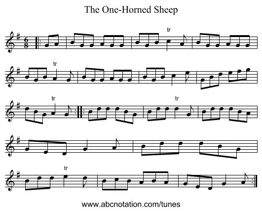 The One-Horned Sheep - staff notation