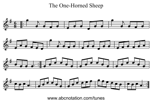 The One-Horned Sheep - staff notation
