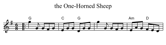 the One-Horned Sheep - staff notation