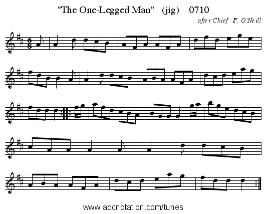 The One-Legged Man (jig) 0710 - staff notation