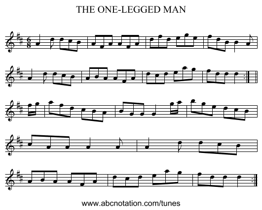 THE ONE-LEGGED MAN - staff notation