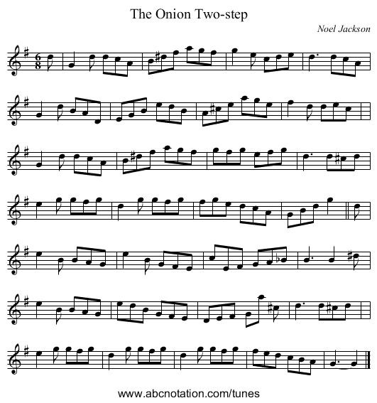 The Onion Two-step - staff notation