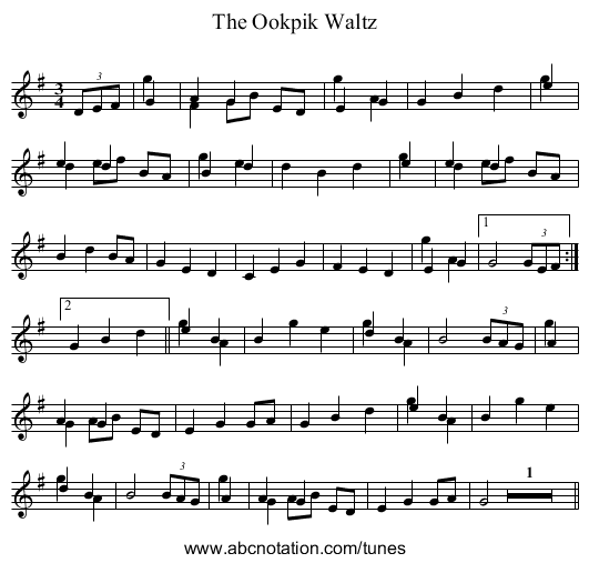 The Ookpik Waltz - staff notation