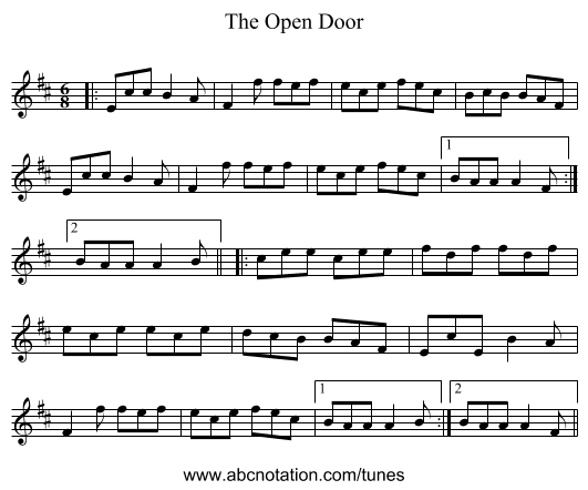 The Open Door - staff notation